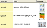 EFI colorproof XF 4.1 - Preview in der Jobliste